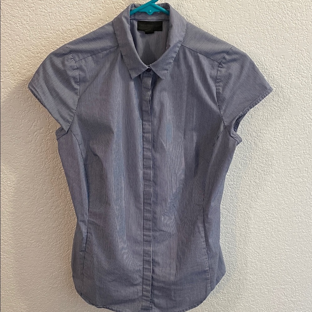 Worthington Navy and White Striped Blouse